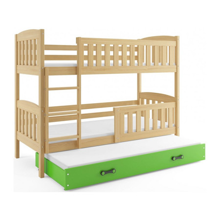Dětská patrová postel KUBUS s výsuvnou postelí 80x190 cm - borovice Zelená BMS