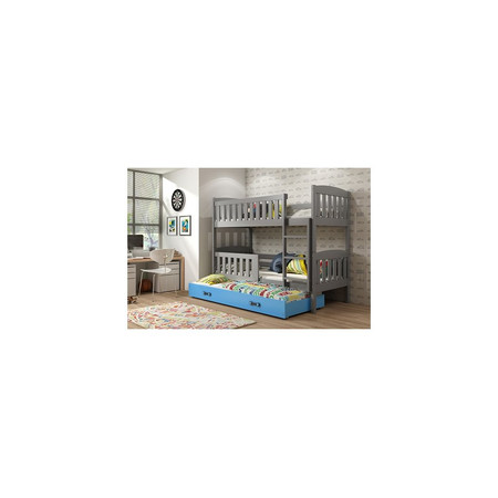 Dětská patrová postel KUBUS s výsuvnou postelí 80x190 cm - grafit Modrá BMS