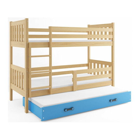 Dětská postel CARINO s výsuvnou postelí 80x190 cm - borovice Modrá BMS
