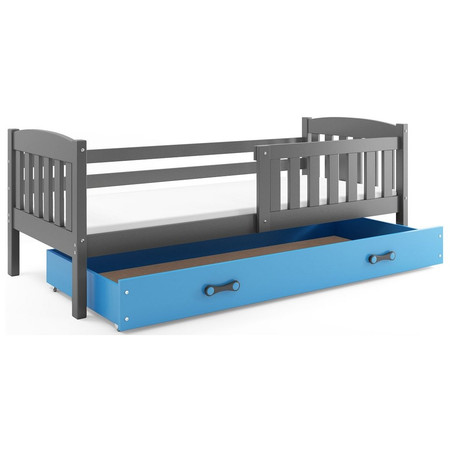 Dětská postel KUBUS s úložným prostorem 80x160 cm - grafit Modrá BMS
