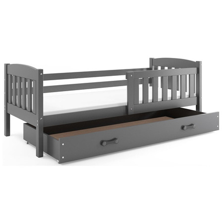 Dětská postel KUBUS s úložným prostorem 80x160 cm - grafit Šedá BMS