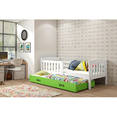 Dětská postel KUBUS s výsuvnou postelí 80x190 cm - bílá Zelená BMS