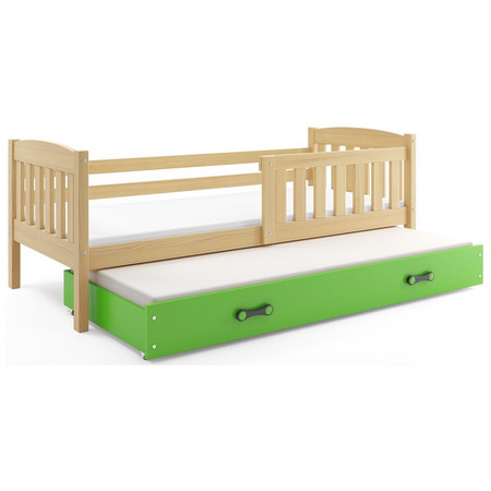 Dětská postel KUBUS s výsuvnou postelí 80x190 cm - borovice Zelená BMS