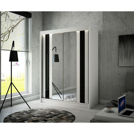 Kvalitní Šatní Skříň Como 120 cm Černá Bílý mat Furniture
