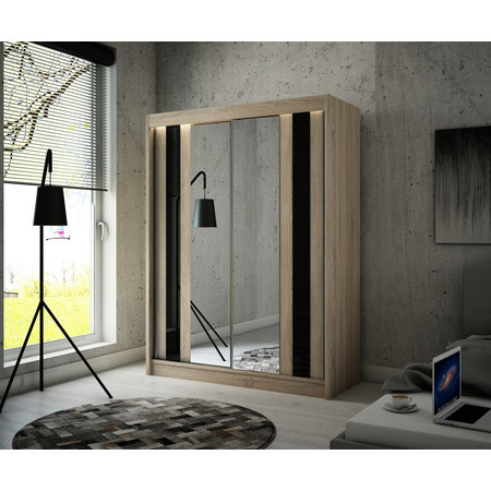 Kvalitní Šatní Skříň Como 120 cm Černá Dub Sonoma Furniture