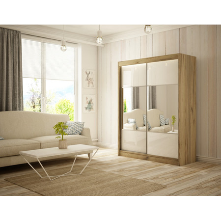 Kvalitní Šatní Skříň Rico 150 cm Bílá Dub craft Furniture
